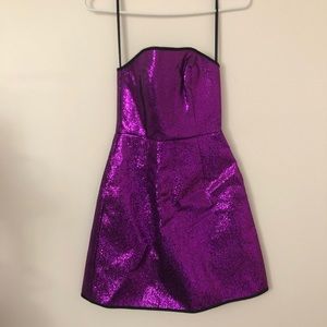 ASOS purple glitter strapless mini